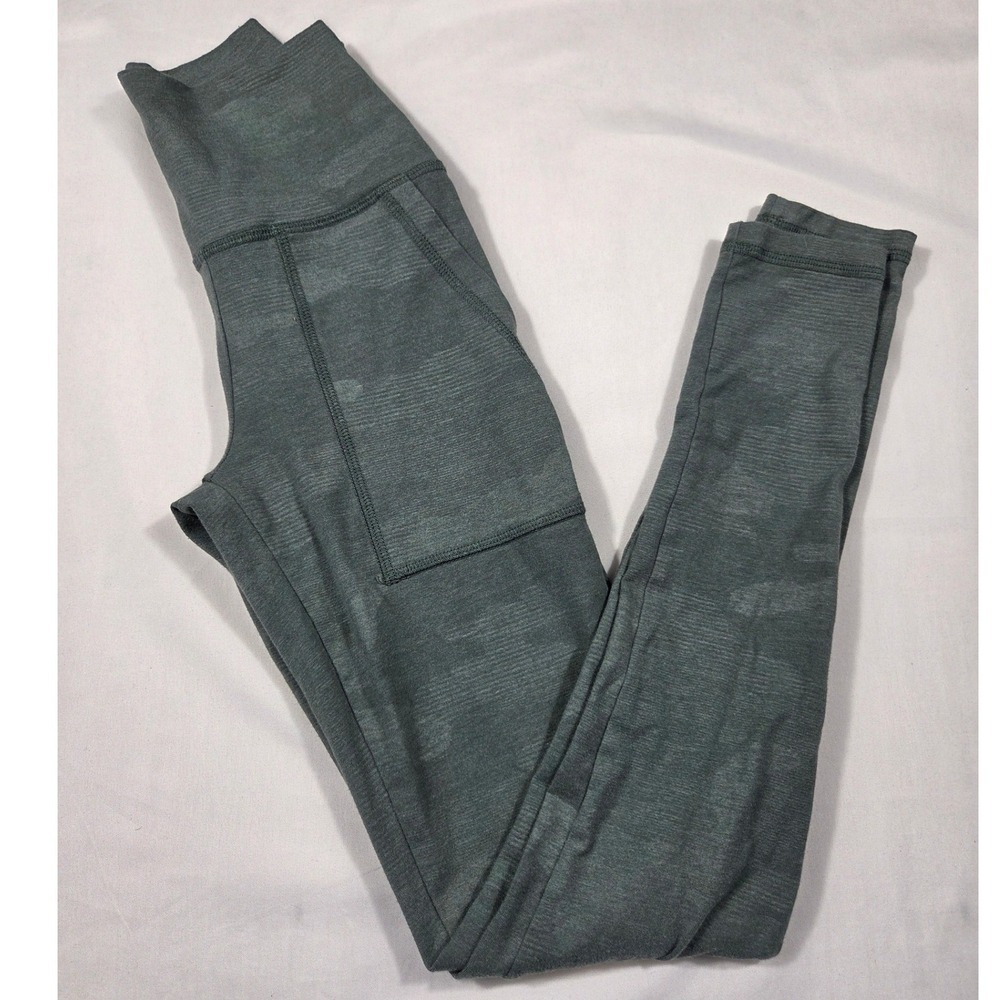Aerie Chill Play Move High Waisted Camo Leggings Green XXS Pockets Activewear